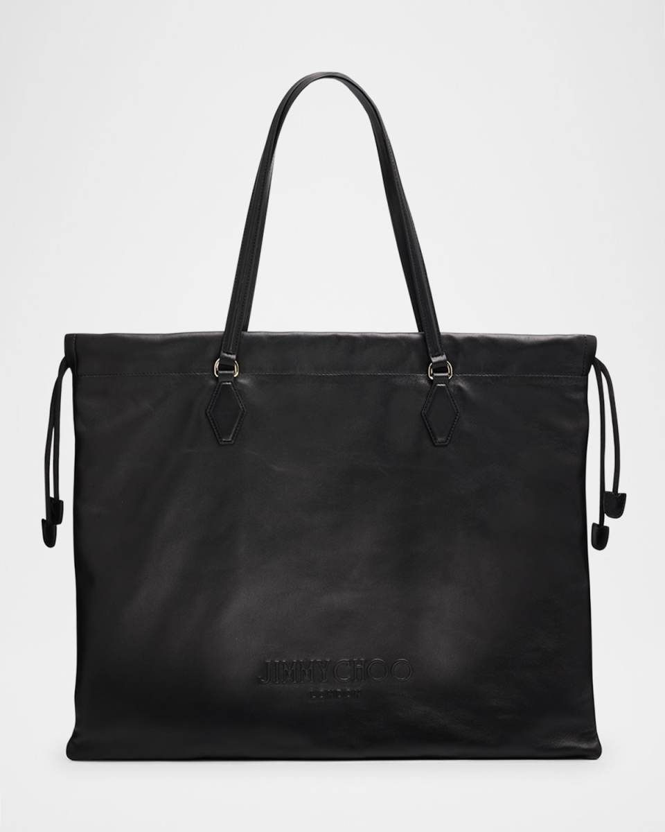 Large Drawstring Leather Tote Bag